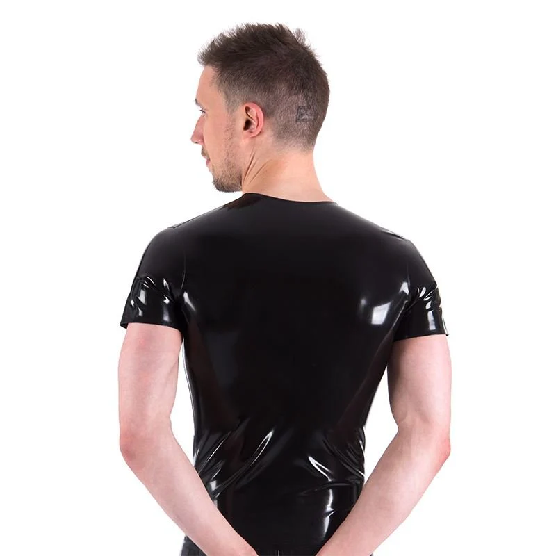 Short Sleeve Rubber T-Shirt, Front Zip - Image 3