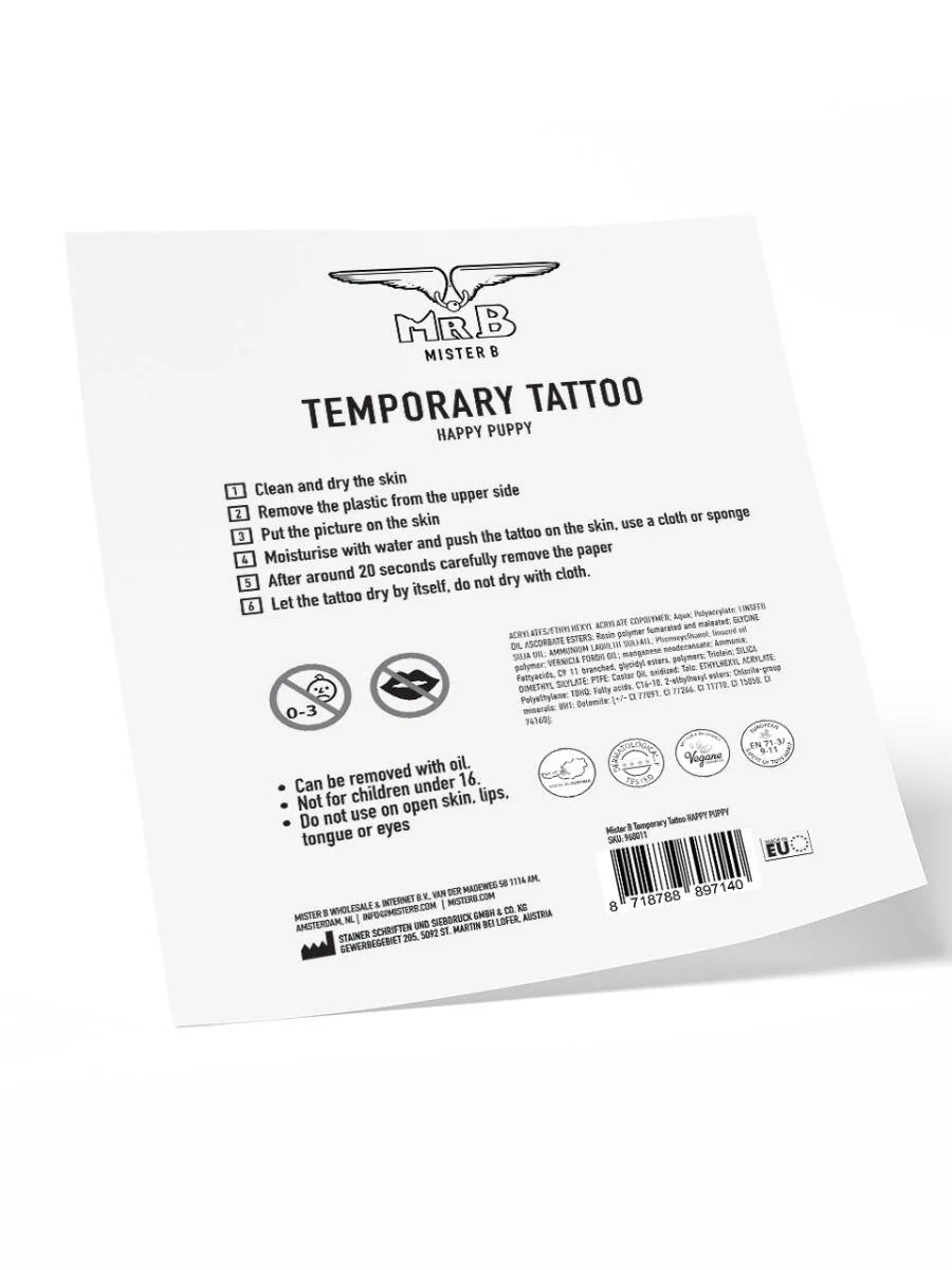 Happy Puppy, Temporary Tattoo - Image 3