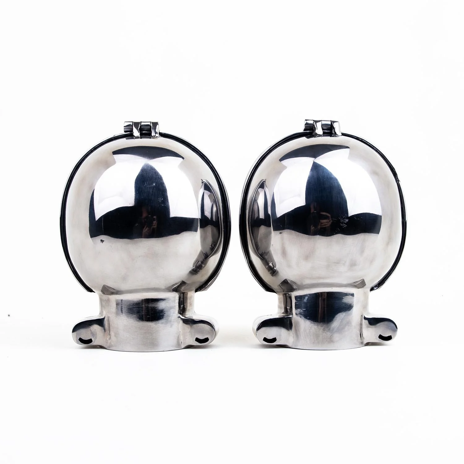 Stainless Steel Ball Mitts -  Snap Shut Locks & Grab Handle - Image 3
